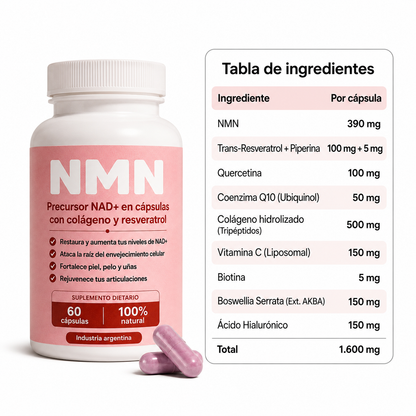 Antiage NMN | Precursor del NAD+ con colágeno y trans-resveratrol
